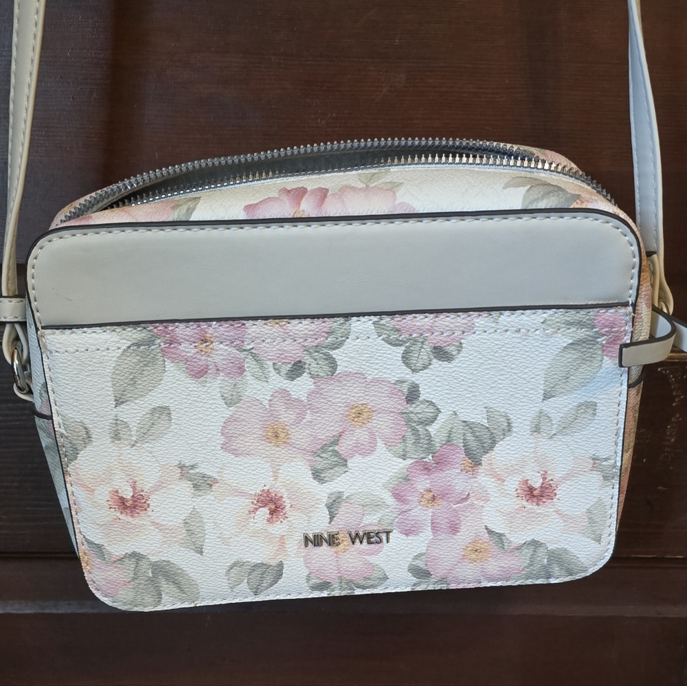 Nine West Floral Crossbody Bag - Pink and White